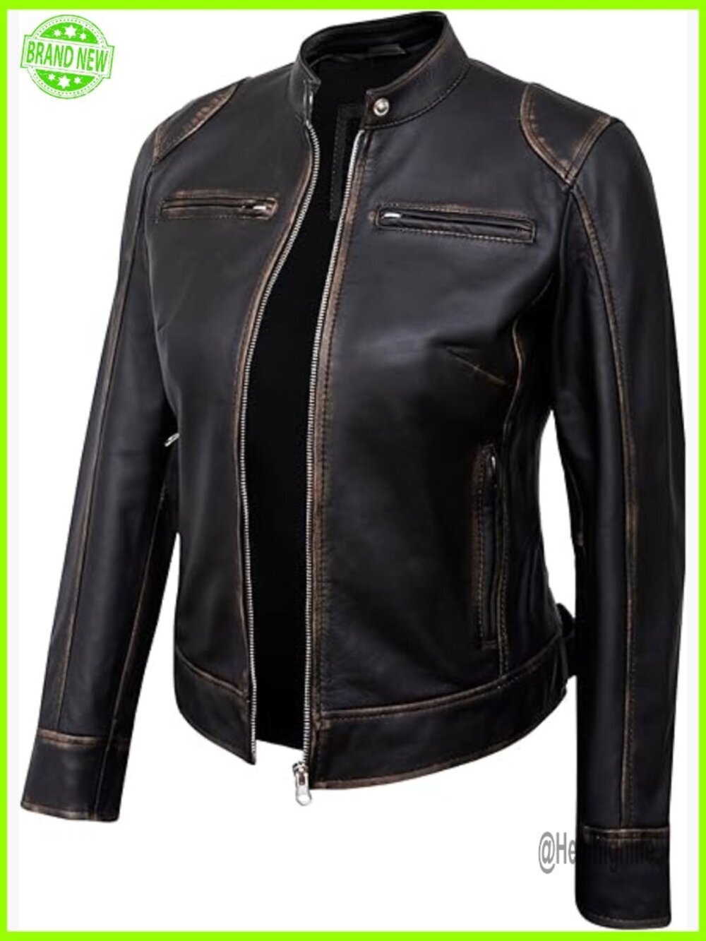 Lambskin Leather Jacket Cafe Racer Style Regular Fit Motorcycle